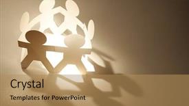  Presentation with doll paper - PPT layouts with team of paper doll people background and a coral colored foreground