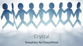  Presentation with doll paper - Colorful presentation design enhanced with team of paper doll people holding hands teamwork concept backdrop and a lemonade colored foreground