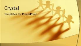  Presentation with doll paper - Slides featuring team of paper doll people background and a yellow colored foreground