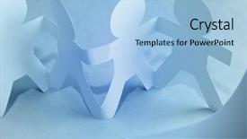  Presentation with doll paper - Cool new slide set with team of paper doll people backdrop and a light blue colored foreground