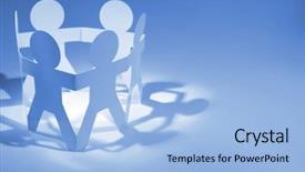  Presentation with doll paper - Cool new presentation design with team of paper doll people backdrop and a light blue colored foreground