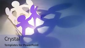  Presentation with doll paper - Presentation with team of paper doll people background and a  colored foreground