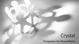  Presentation with doll paper - Colorful slides enhanced with team of paper doll people backdrop and a light gray colored foreground