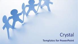  Presentation with doll paper - Slides enhanced with team of paper doll people background and a sky blue colored foreground