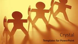  Presentation with doll paper - PPT layouts having team-of-paper-doll-people background and a gold colored foreground