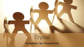  Presentation with doll paper - Amazing slides having team-of-paper-doll-people backdrop and a gold colored foreground