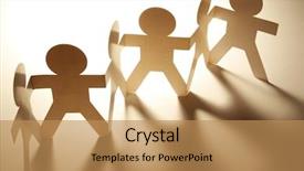  Presentation with doll paper - Audience pleasing PPT theme consisting of team of paper doll people backdrop and a coral colored foreground