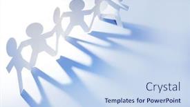  Presentation with doll paper - Presentation featuring team of paper doll people background and a sky blue colored foreground