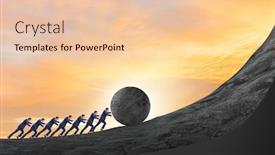  Presentation with stone - Audience pleasing slide set consisting of team-of-people-pushing-stone backdrop and a lemonade colored foreground