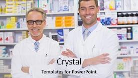  Presentation with smiling kids at summer camp - Colorful PPT layouts enhanced with team of pharmacists smiling at camera at the pharmacy backdrop and a sky blue colored foreground