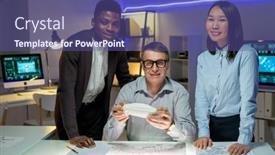  Presentation with ethnic - Presentation theme consisting of team-of-positive-modern-multi background and a violet colored foreground