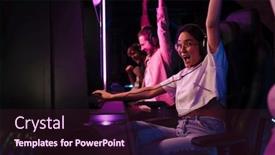  Presentation with victory team - Slide deck consisting of team-of-professional-gamers-wearing background and a wine colored foreground