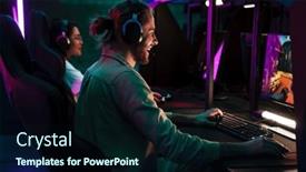  Presentation with tournament - Slide deck featuring team-of-professional-gamers-wearing background and a wine colored foreground