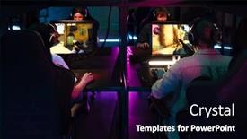  Presentation with club - PPT theme featuring team-of-professional-gamers-wearing background and a black colored foreground