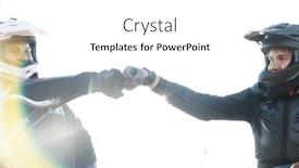  Presentation with professional - Slide set enhanced with team-of-professional-motorcyclists background and a white colored foreground