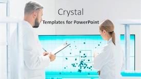  Presentation with research engineer - Presentation theme consisting of team-of-professional-scientists-working background and a light gray colored foreground