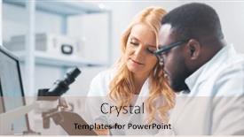  Presentation with genetic research - Theme having team-of-professional-scientists-working background and a coral colored foreground