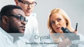  Presentation with research engineer - PPT theme with team-of-professional-scientists-working background and a sky blue colored foreground