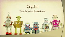  Presentation with robot - Presentation featuring team of robot toys background and a cream colored foreground