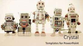  Presentation with robot - Beautiful theme featuring team of robots backdrop and a lemonade colored foreground