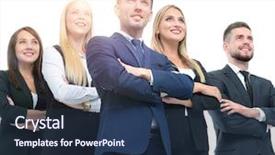  Presentation with successful - Colorful presentation theme enhanced with team of successful and confident backdrop and a tawny brown colored foreground