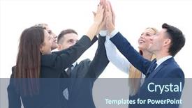  Presentation with successful - Slides enhanced with team of successful and confident background and a ocean colored foreground