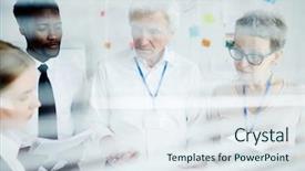  Presentation with crime - Slides having team of successful investigators discussing background and a sky blue colored foreground