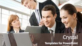  Presentation with young business people - Amazing PPT layouts having team of successful smiling young backdrop and a tawny brown colored foreground