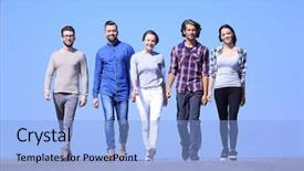  Presentation with outdoors - Beautiful PPT layouts featuring team of successful young people backdrop and a light blue colored foreground