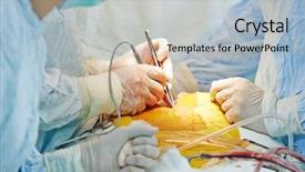  Presentation with heart transplant - Presentation design consisting of team of surgeon perform heart background and a light blue colored foreground