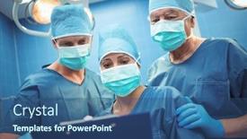  Presentation with healthcare workers - Slides featuring team-of-surgeons-discussing-over background and a ocean colored foreground