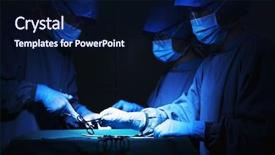  Presentation with surgical - Audience pleasing PPT theme consisting of team of surgeons holding surgical backdrop and a navy blue colored foreground