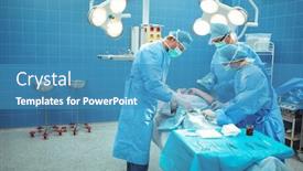  Presentation with theater - Colorful theme enhanced with team-of-surgeons-performing-operation backdrop and a teal colored foreground