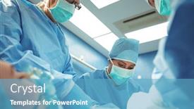  Presentation with theater - Theme enhanced with team-of-surgeons-performing-operation background and a teal colored foreground