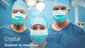  Presentation with hospital mask - Slides with team-of-surgeons-wearing-surgical background and a ocean colored foreground