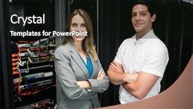  Presentation with team working together - Amazing presentation theme having electronic locker - team of technicians working together backdrop and a black colored foreground