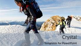  Presentation with mountain climbing - Colorful theme enhanced with team of three alpinists climbing backdrop and a light blue colored foreground