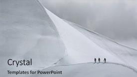  Presentation with mountain climbing - PPT layouts consisting of team of three alpinists climbing background and a light gray colored foreground