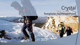  Presentation with mountain climbing - Presentation theme enhanced with team of three alpinists climbing background and a light blue colored foreground