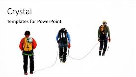 Presentation with mountain climbing - Audience pleasing presentation theme consisting of team of three alpinists climbing backdrop and a white colored foreground