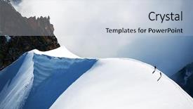  Presentation with mountain climbing - PPT theme featuring team of two alpinists climbing background and a sky blue colored foreground