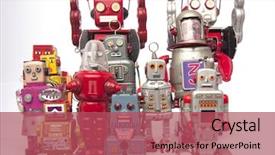 Presentation with robot - Amazing theme having team of vintage robot toys backdrop and a red colored foreground