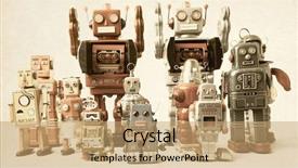 Presentation with robot - Beautiful theme featuring team of vintage robot toys backdrop and a coral colored foreground