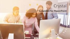  Presentation with team working together - Cool new theme with team-of-web-designers-stands backdrop and a lemonade colored foreground