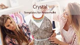  Presentation with mannequin - Slide set enhanced with team of women working on mannequin in atelier background and a lemonade colored foreground