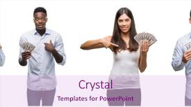  Presentation with team group - Theme with team of workers holding bank background and a  colored foreground