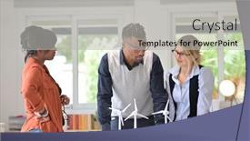  Presentation with team working together - PPT layouts consisting of team-of-young-architects-working background and a light gray colored foreground