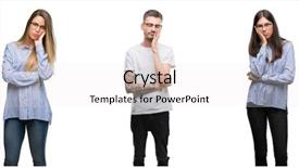  Presentation with team people hugging - Cool new PPT layouts with team of young business people backdrop and a white colored foreground