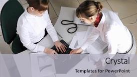  Presentation with young business people - Slides having team-of-young-business-people background and a light gray colored foreground