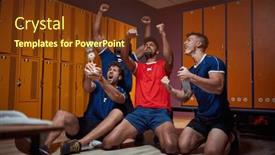  Presentation with locker room - Slide set featuring team-of-young-men-football background and a tawny brown colored foreground